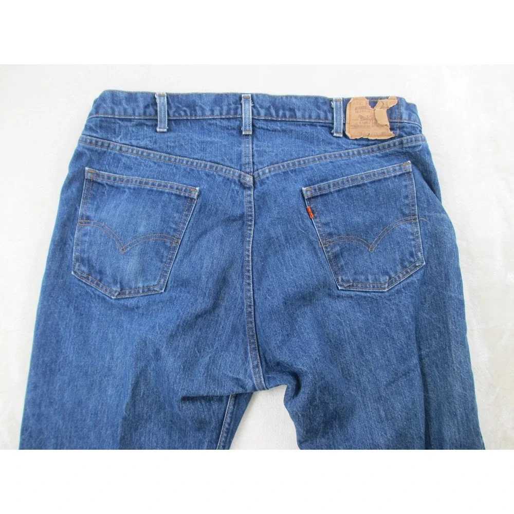 VINTAGE Levi's 505 Pants Mens 42 Blue Denim Jeans Straight Leg HEMMED 80s 42X25*